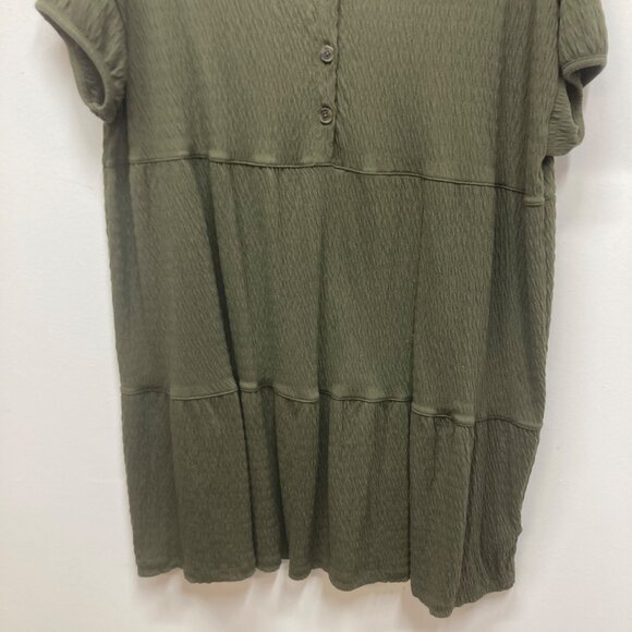 Madewell (Re)sourced Crinkle-Knit Tiered Mini Dress green M - Picture 3 of 12